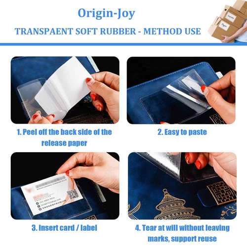 Origin-Joy 50 PCS Self-Adhesive Index Label Pockets, Clear Plastic Peel & Stick Card Holders with Top Open for Loading (11 x 8.5 inch)