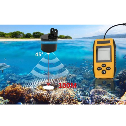 Fish Finder Detector LCD Display Water Depth Fish Position Detection for Kayak Fishing with 45 Degree Sensor Beam Angle