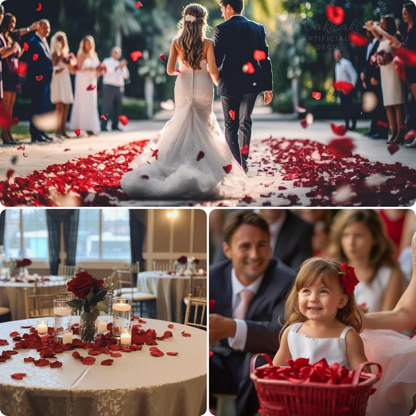 WAKISAKI Artificial Silk Rose Petals - Romantic Wedding Decor | 1,000 PCS Dark Red for Proposals & Anniversaries