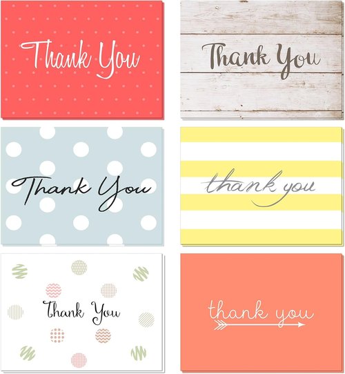 Oaklyn Thank You Cards - 48 Pack Blank Envelopes for Weddings, Baby Showers, Birthdays | 4"x 5.25" Assorted