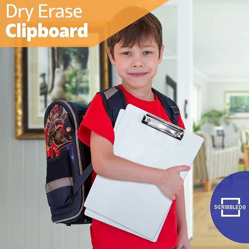 SCRIBBLEDO 30 Pack Double Sided Dry Erase Clipboards 9"x12" Durable Clipboards Bulk with 30 Dry Erase Erasers, Clipboard with Low Profile Clip for School, Classroom and Home Use