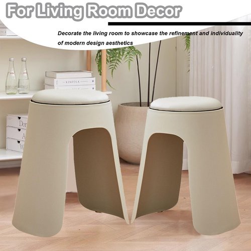 BFECGDXT Plastic Soft Stackable Stools Set of 2, 360° Swivel Backless Round Stacking Stool, 19in Portable Flexible Seating for Home Living Room, Dining Room, Bedroom, Gray