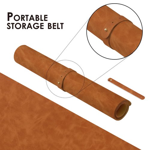 Distressed Leather Desk Mat - Non-Slip PU Desk Pad for Office and Home - Desk Organization and Accessories - Ideal for Large Mouse Pad and Desk Mats on Top of Desks(Tan,31.5"x 15.7")