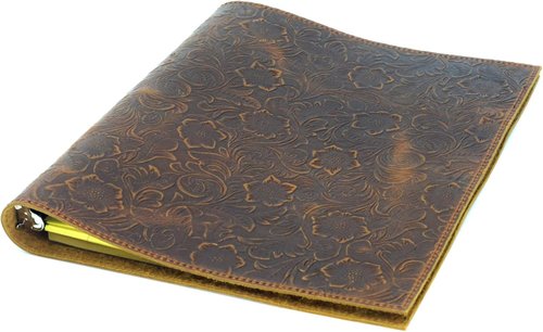 JJNUSA Leather Binder - Handmade 3 Ring Organizer Planner for A4 8.5" x 11" Notepad & Documents