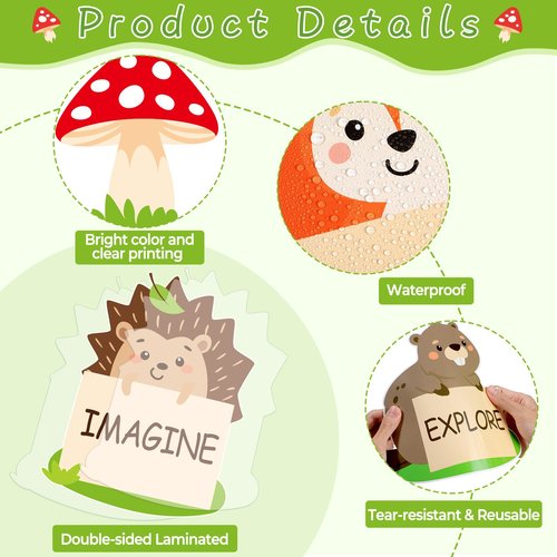 Woodland Bulletin Board Set Jungle Forest Classroom Decorations Back to School Learning is an Adventure Paper Cutouts Motivational Safari Animal Bulletin Board for Nursery Chalkboard Wall Door Decor