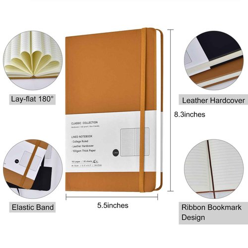Coopay 24 Pack A5 Journal Notebooks Bulk, 160 Pages, 100GSM Thick Paper, 8.3 x 5.5 inch Hardcover Lined Leather Journals for Writing Office School Business,Bulk Notebook for Work Men Women (Brown)