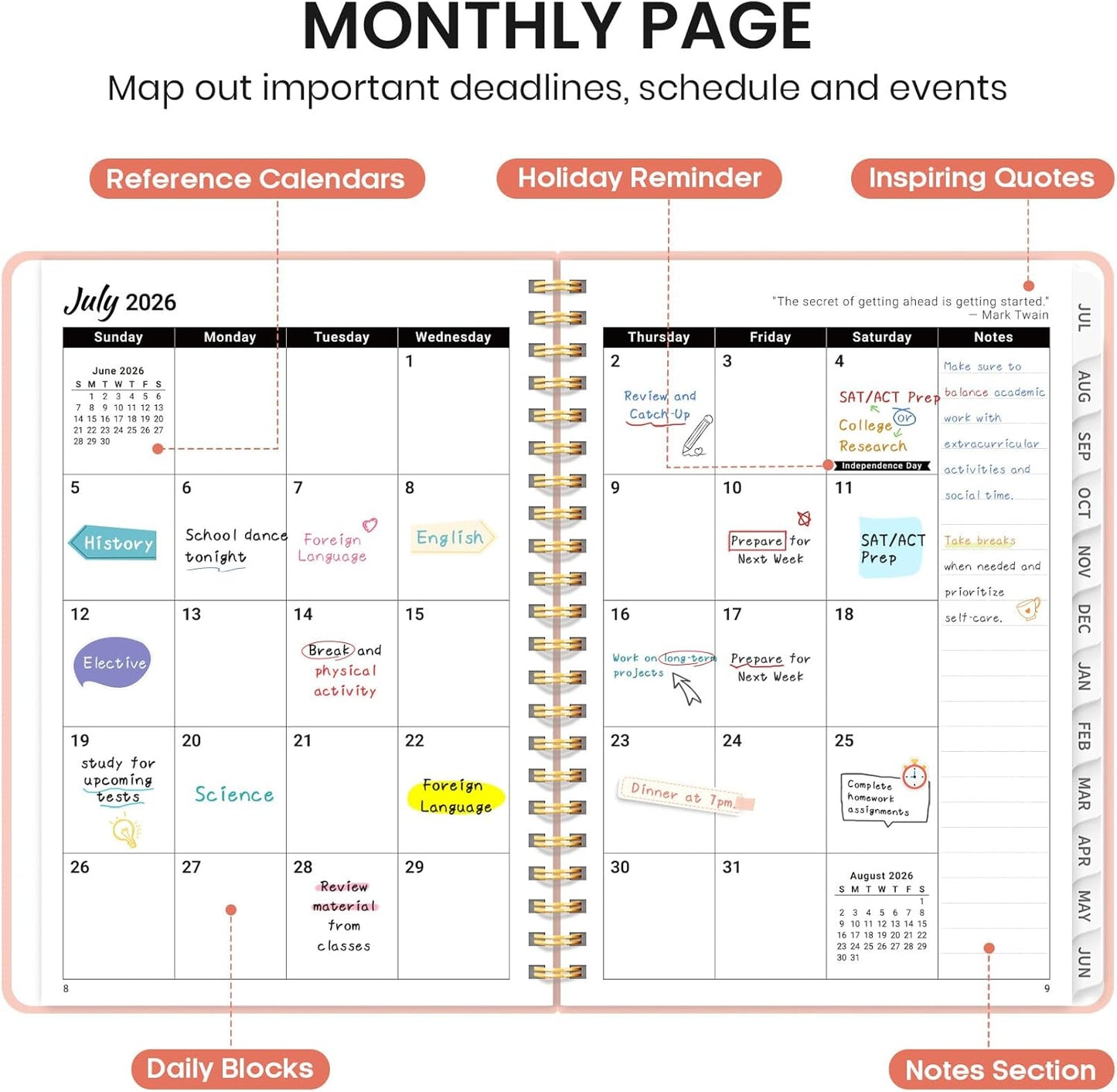 Skiennix Monthly Planner | 2026-2027 Academic Planner for Effective Organization