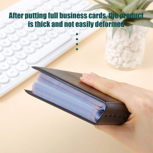 6 Pcs Leather Business Card Book Holder Organizer Sleeve Storage Business Card Holder Organizer 300 Cards Portable Credit Card Organizer Business Card Binder for Men Women Office