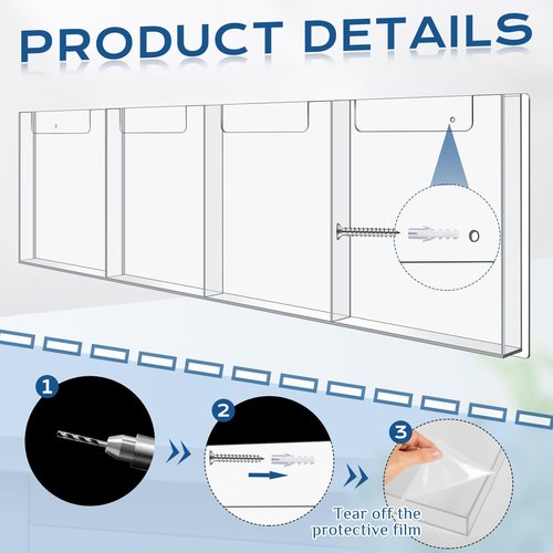 Sherr 2 Pcs Acrylic Brochure Holder Wall Mount, 8.5 x 11 Inches Clear Hanging Flyer Display Holder Plastic Pamphlet Stand for Magazine, Booklet, Bookmark