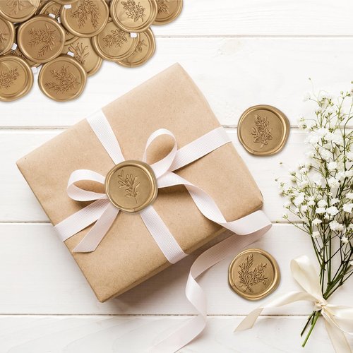 Regine Switzerland Wax Seal Stickers - Vintage Wedding Invitation Accessories | 60 Pcs in Gold, 3 Designs