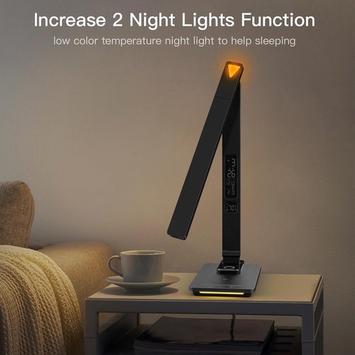 LAOPAO LED Desk Lamp - Wireless Charger & 5 Color Modes | Dimmable Brightness for Home Office & Bedroom