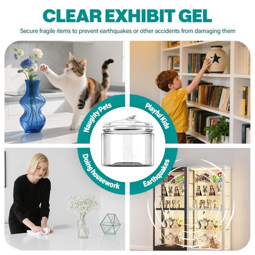 BOTTRONY 6.07 oz Exhibit Gel for Museum - Safe, Clear & Reusable Museum Putty for Antiques, Glass, Ceramic, Collectibles & Action Figures | Residue-Free, Removable | Protect Your Treasures