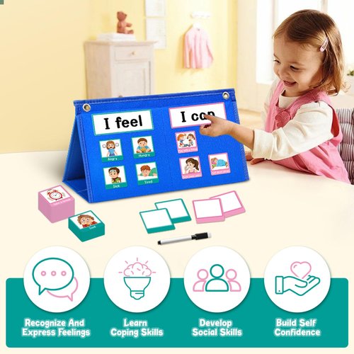 Feelings Chart Cards, Social Emotional Learning Pocket Chart Autism Learning Materials Behavior Management Chart Cards for Social Activities Classroom Daycare Home