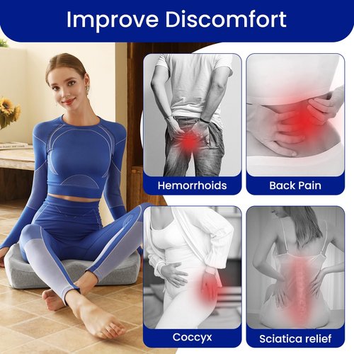 Extra Large Memory Seat Cushion,Multifunctional for Office or Driving Use,Back and Tailbone Relief,for Car, Travel, Office, Wheelchair(21.5 * 17.7 * 4 inches)
