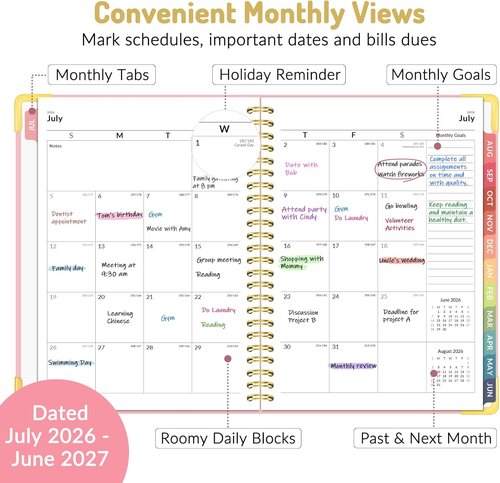 Forvencer Academic Planner 2026-2027 - Hardcover Weekly & Monthly Calendar | 6" x 8", Beige, Ideal for Students & Teachers