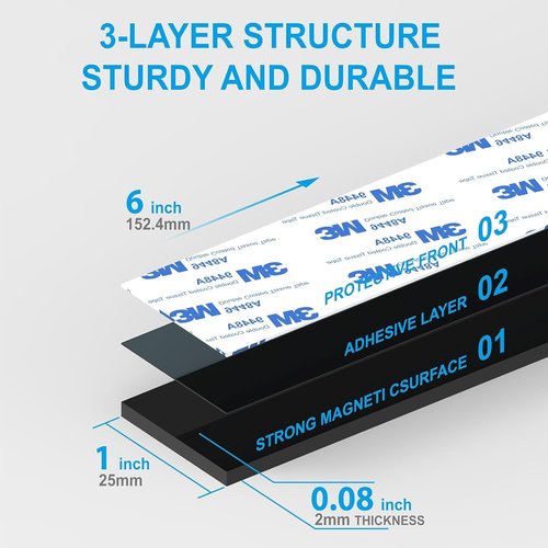 Magnetic Strips Tape by [Brand Name] - Heavy Duty Adhesive Backing with 10 Metal Stickers for Strong Wall Holders