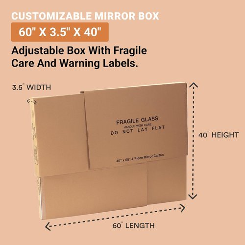 AVIDITI Large Mirror Box - 40"L x 3.5"W x 60"H | Perfect for Moving, Storing & Shipping TVs, Frames, Art