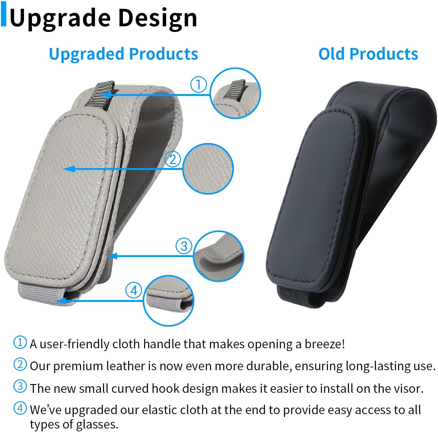 Yuoyar Magnetic Sunglass Holder - 2-Pack Universal Clip for Car Visor | Convenient Grey Eyewear Organizer