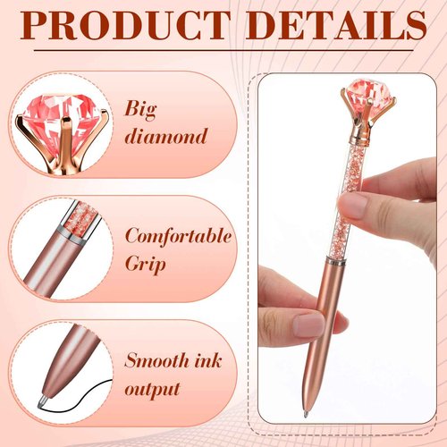 Sherr 160 Pack Big Crystal Diamond Pens Cute Ballpoint Pens Retractable Ballpoint Gem Pens Rhinestones Crystal Bling Plated 4 Color Black Gel Ink Office Supplies Gifts for Women