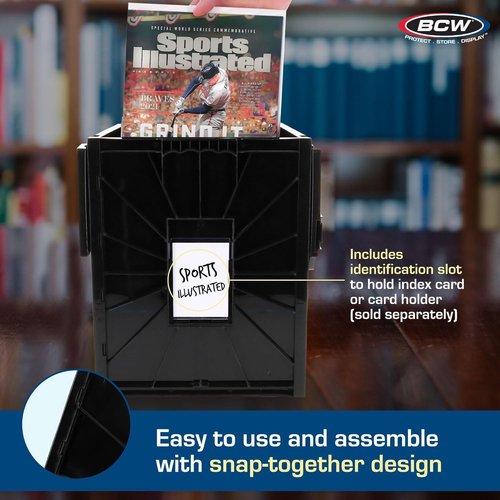 BCW Magazine Document & Comic Book Storage Bins | Durable Magazine Bin | Magazine Storage Box for Sorting and Organizing | Heavy Duty & Stackable Plastic - Fits all Comics (2 Pack)