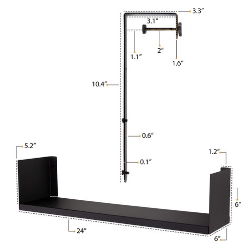 Wallniture Libro Cubicle Shelf 24" Cube Storage Organizer Bookshelf with Cubicle Hooks, Home Office Desk Organizer (Black)