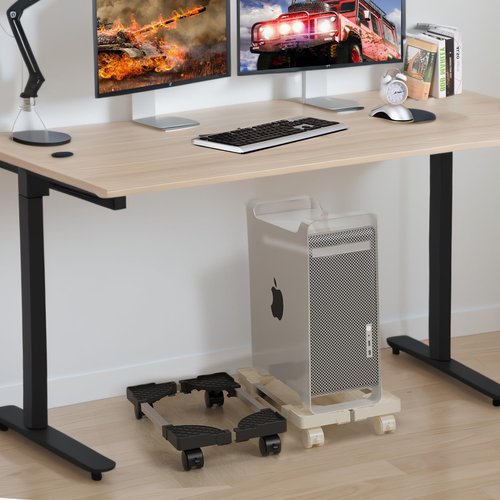Hovadova Computer Tower Stand, Adjustable Mobile CPU Stand Fits Most PC Tower, Desktop CPU Holder with 4 Rolling Caster Wheels, PC Floor Cart Riser Gaming Desk Accessories