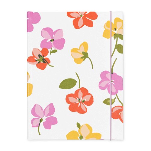 kate spade new york Lined Writing Journal with Pen Case, Vegan Leather Journal with 168 Pages, Zipper Pouch for Office Supplies, Spring Pansies