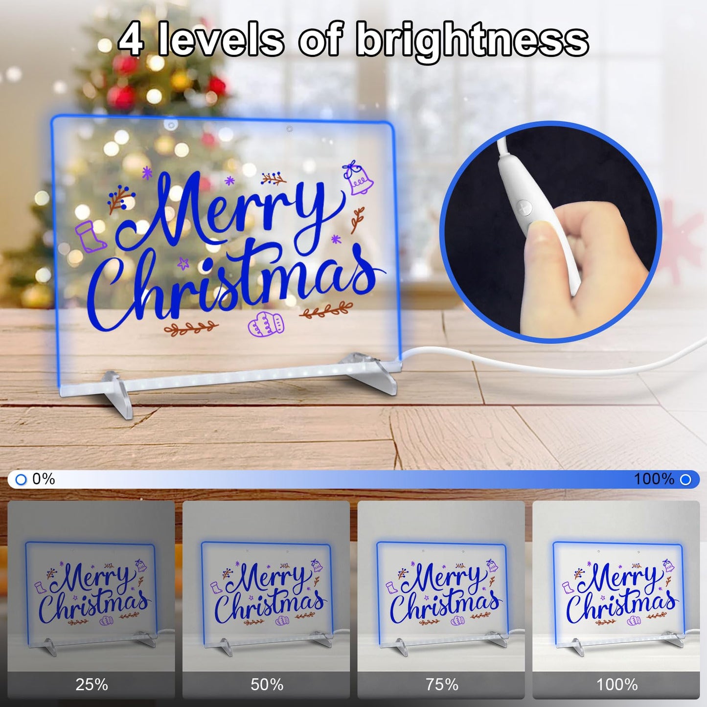 Lumiboard Led Drawing Board with 8 Colors, 13"x10" Acrylic Message Boards with 13 Light Effects, Glow Doodle Board Gifts for Kids for Easter Halloween Christmas Birthday Gifts Presents