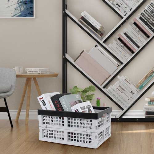 Cand 3 Packs 16 Quart Folding Milk Crates, Plastic Collapsible Storage Crate