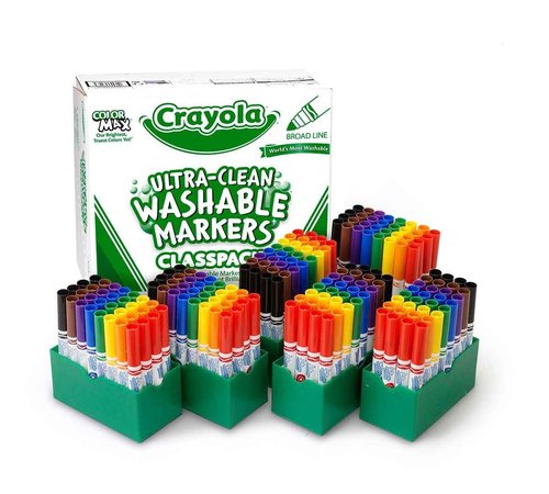 Crayola Ultra Clean Washable Markers, School Supplies Classpack, Broad Line, 8 Colors, Pack of 192