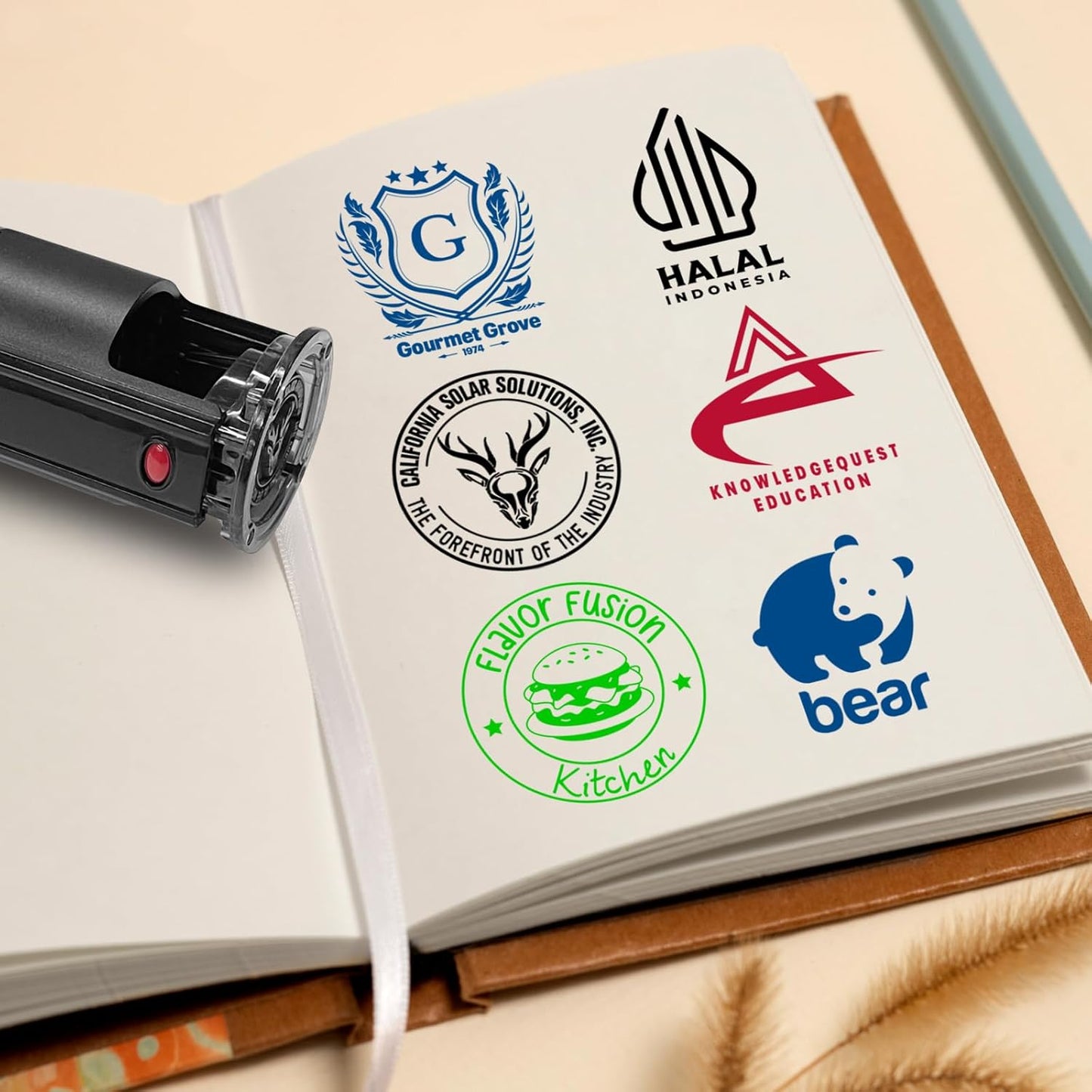 Skiennix Custom Logo Stamps - Personalized Self-Inking Business Logo Stamp | 4 Sizes, 5 Ink Colors
