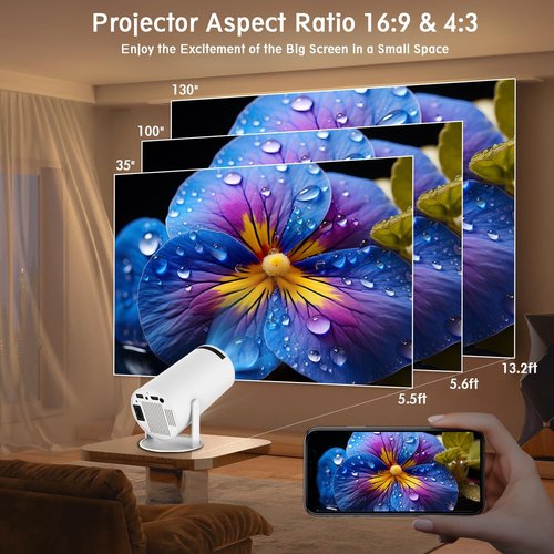 HY300PRO Mini Portable Projector - 4K 1080P Support, WiFi & Bluetooth, Android 11, 160 ANSI, 180° Keystone