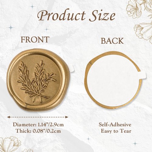 Regine Switzerland Wax Seal Stickers - Vintage Wedding Invitation Accessories | 60 Pcs in Gold, 3 Designs