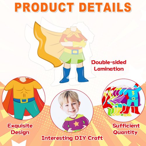 48Pcs Super Themed Hero Cutouts Super Themed Bulletin Board Decorations Hero Theme Paper Cut Outs DIY Photo Picture Crafts for Kids Kindergarten Party Decor Back to School Classroom Birthday Supplies