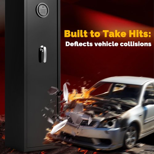 Marcree 8-10 Gun Safe for Rifles - 57.1" Quick Access Biometric Safe, Fingerprint & Digital Keypad Rifle Cabinet, Heavy Duty Steel Gun Storage for Pistols Shotguns, LED Light