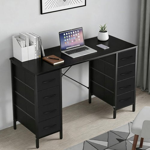 DUMOS 47-Inch Computer Desk - Stylish Office Gaming Desk with 8 Fabric Drawers | Black