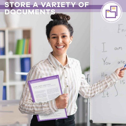 Henoyso 24 Pack Plastic Folders with Clear Front Pocket Back to School Heavy Duty File Folders with 2 Pockets and Card Slot for Student School to Home Supply, Office, Teachers (Purple)