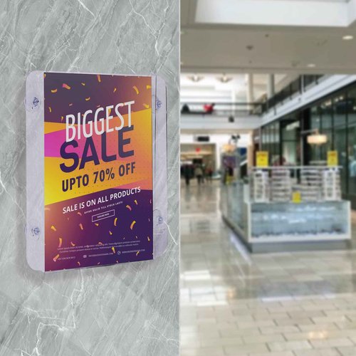 CiaoHER Acrylic Sign Holder 8.5 x 11, Clear Acrylic Frames Glass Window Wall Mount Advertising Signage Sign Holder with 4 Suction Cups for Mall, Office, Home, Restaurant, Vertical （4 Pack）