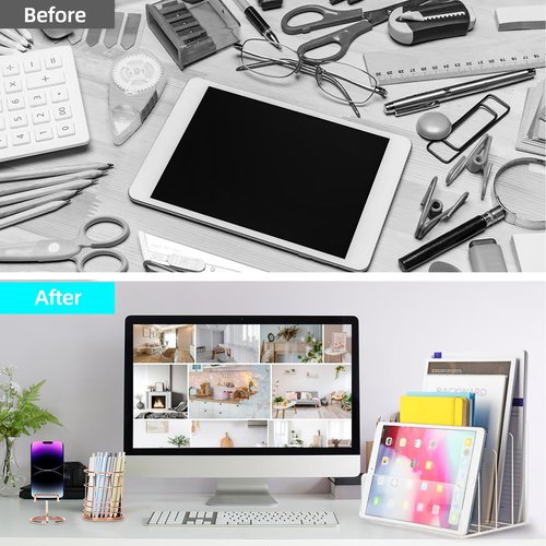 ZZDWLDHA 2 PCS Acrylic File Holder,4Sections Clear File Organizer Mail Letter Sorter Desktop Folder for Home Office School