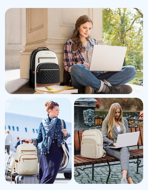 BOSTANTEN 15.6 Inch Laptop Backpack for Women- College Teacher Computer Bag Travel Backpack Purse Brown＆Black