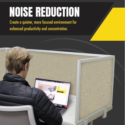 Obex Acoustic Mounted Screen Privacy Panel Table Top Separator, Sound Blocking Desk Divider, 18" X 72", Natural