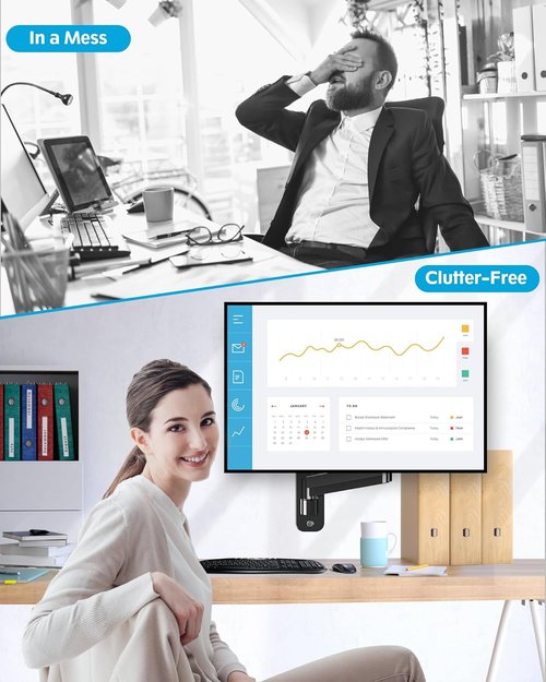 MOUNTUP Single Monitor Wall Mount - Fully Adjustable Arm for 32" Screens | Supports 4.4-19.8lbs