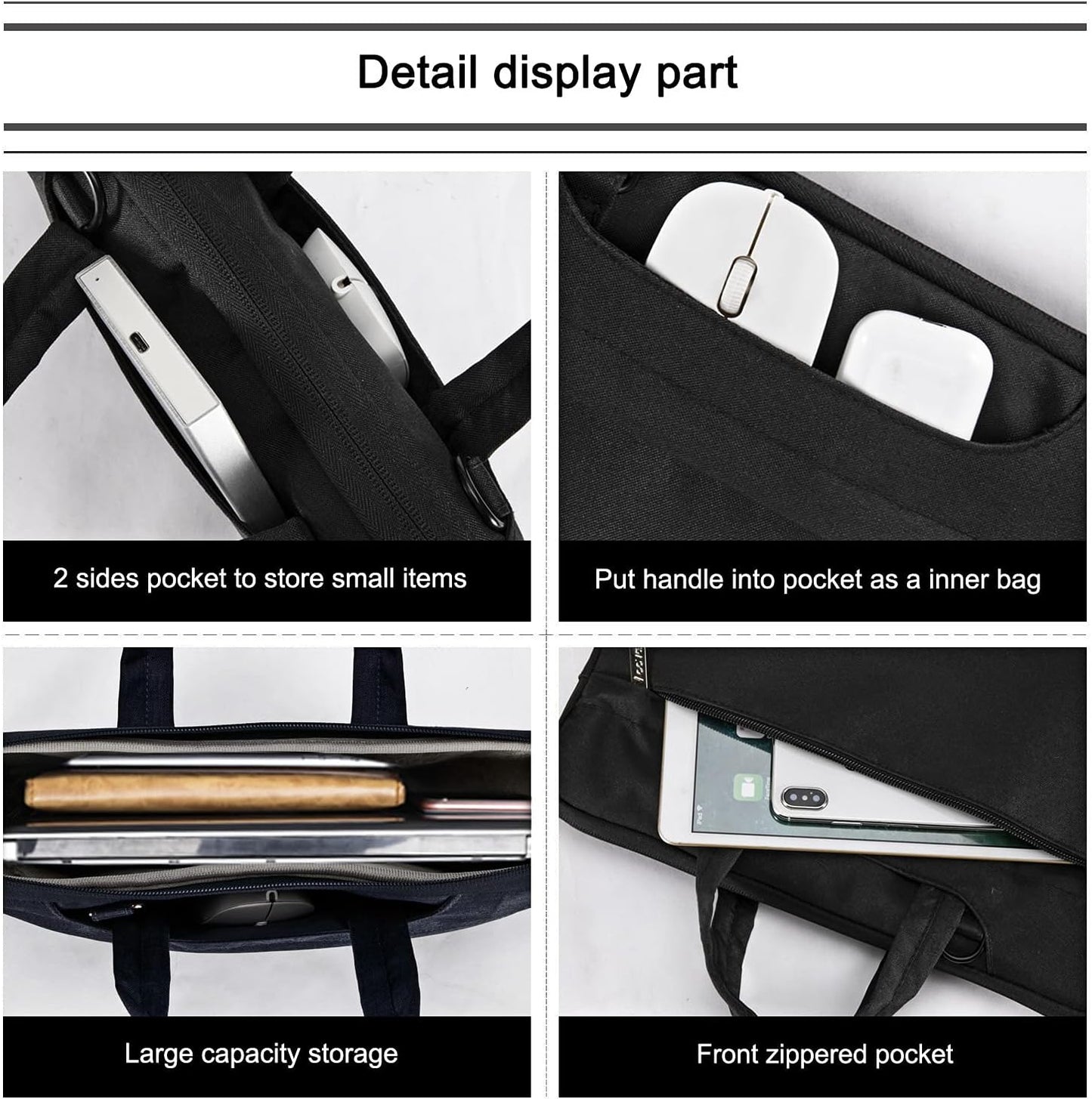 Voova Waterproof Laptop Bag - 13-14 Inch Computer Sleeve with Shoulder Straps & Handle | Black