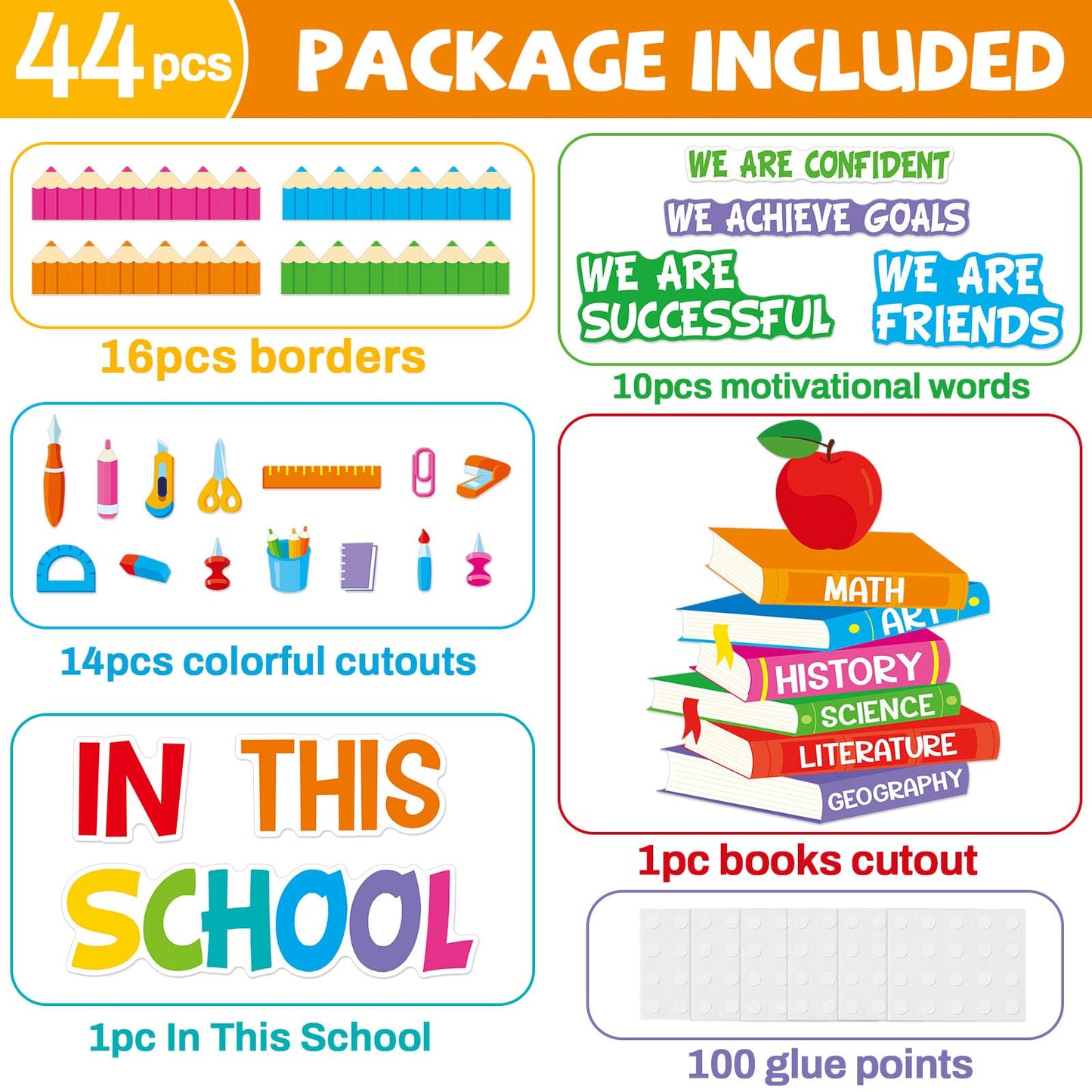 Motivational Bulletin Board Decoration Set Classroom Affirmation Station Bulletin Board in This School Classroom Cutouts for Back to School Elementary Home Wall Door Supplies