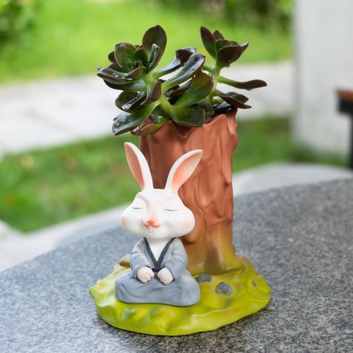 LETAPCLAWTTT Hand-Painted Resin Rabbit Pen Holder, Pencil Holder, Creative Desktop Pen Organizer Pencil Cups, Unique Desk Accessories Decor for Home Office School