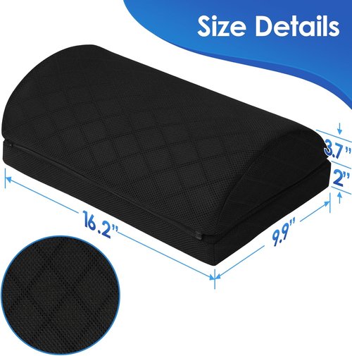 CushZone Foot Rest - Adjustable Foam for Office & Home | Comfortable Relief for Back & Hip Pain (Black)