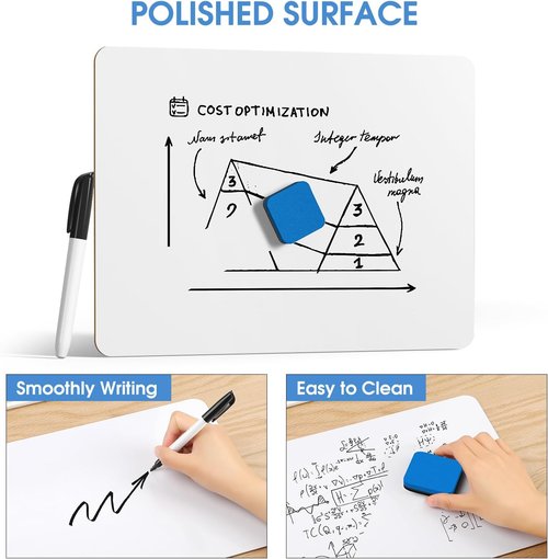 MaxGear Mini Whiteboard Set - 24 Pack Double-Sided Dry Erase Boards, 9''x12'' with Markers & Erasers