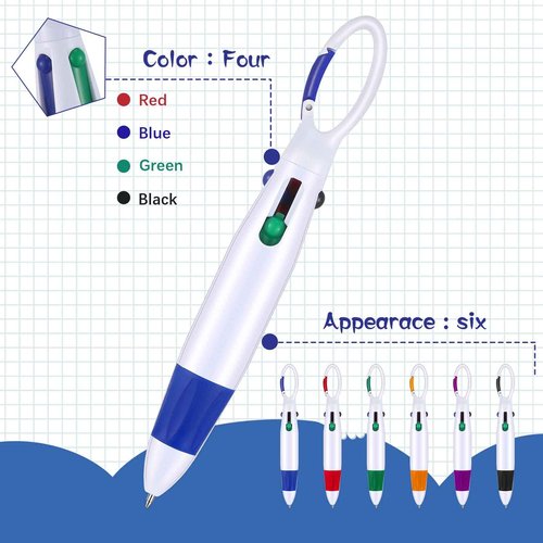 Yinder Retractable Shuttle Pens with Buckle Clip 4 in 1 Multicolored Ink Nurse Ballpoint Pens with Keychain for Office Supplies Teacher Gifts(200 Pieces)