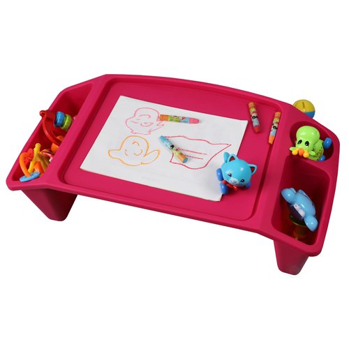 Basicwise QI003253P Kids Lap Desk Tray, Portable Activity Table, Pink