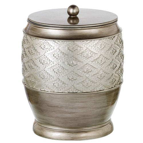Creative Scents Dublin Silver Small Bathroom Trash Can with Lid 1.26 Gal / 4.8L - Brushed Silver Garbage Can - Decorative Waste Basket for Bathroom Decor - Durable Wastebasket for Paper/Diaper
